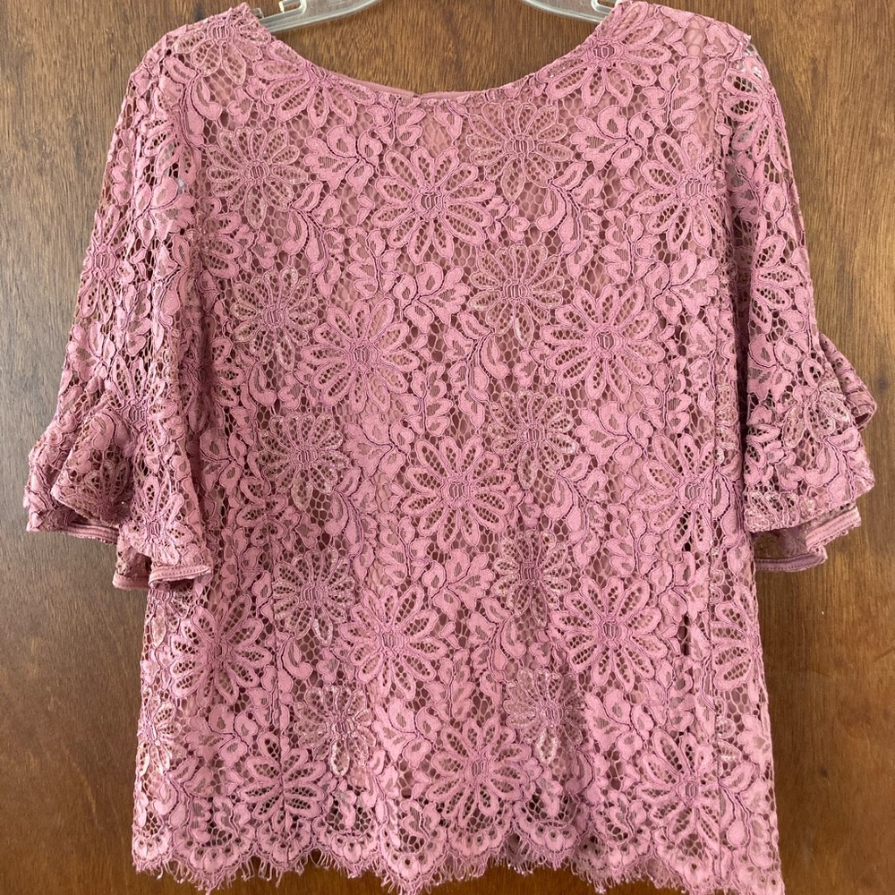 Nanette Lepore Lace Bell Sleeve Top